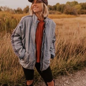 Free People Denim Quilted Jacket